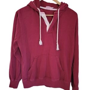 Brooks Brothers 1818 Red Pullover Button Front Hoodie 100% Cotton Size Medium